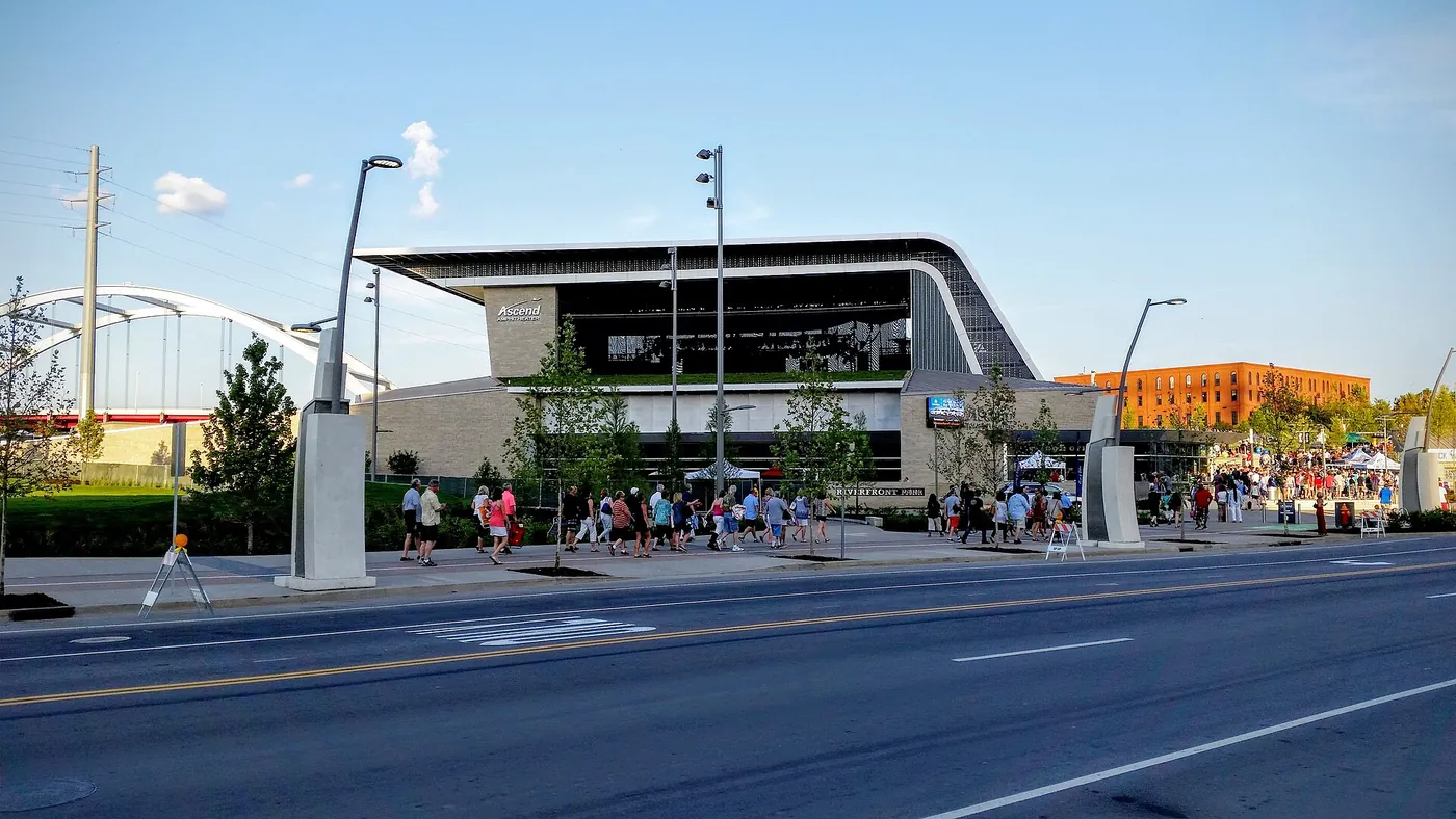 Ascend Amphitheater stage and covered seats in Riverfront Park